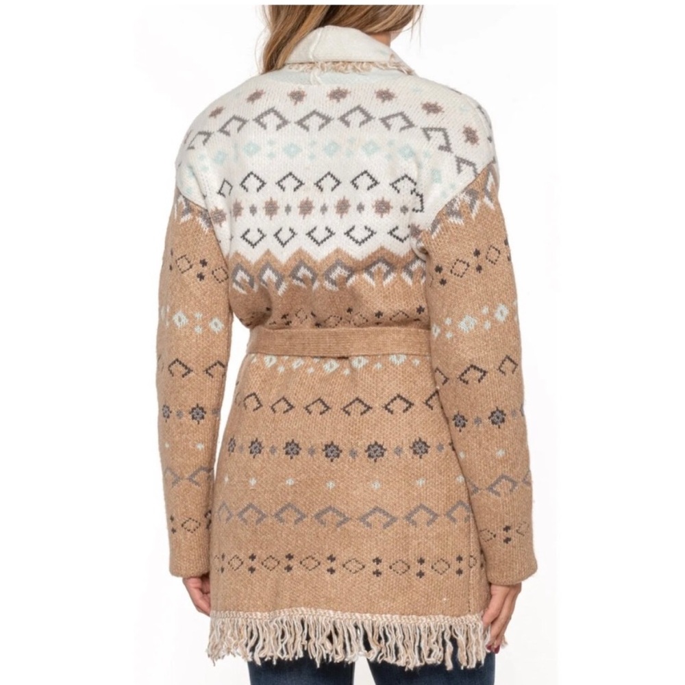 NWT LUCKY BRAND  Southwest Print Open Front Tie Cardigan Sweater Womens S - Picture 4 of 14